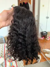 Luvin-Peluca de cabello humano rizado con malla Frontal para mujer, postizo de 30 a 40 pulgadas de densidad 180, sin pegamento, color agua, color negro, brasileña, desplumada