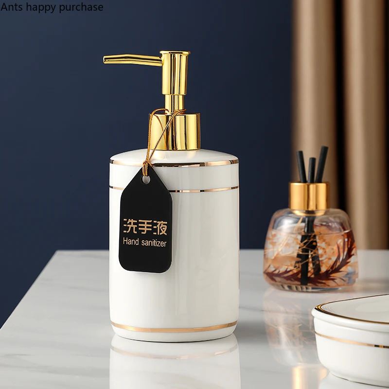 White Ceramic Lotion Bottle Hand Sanitizer Bottle Home Bathroom