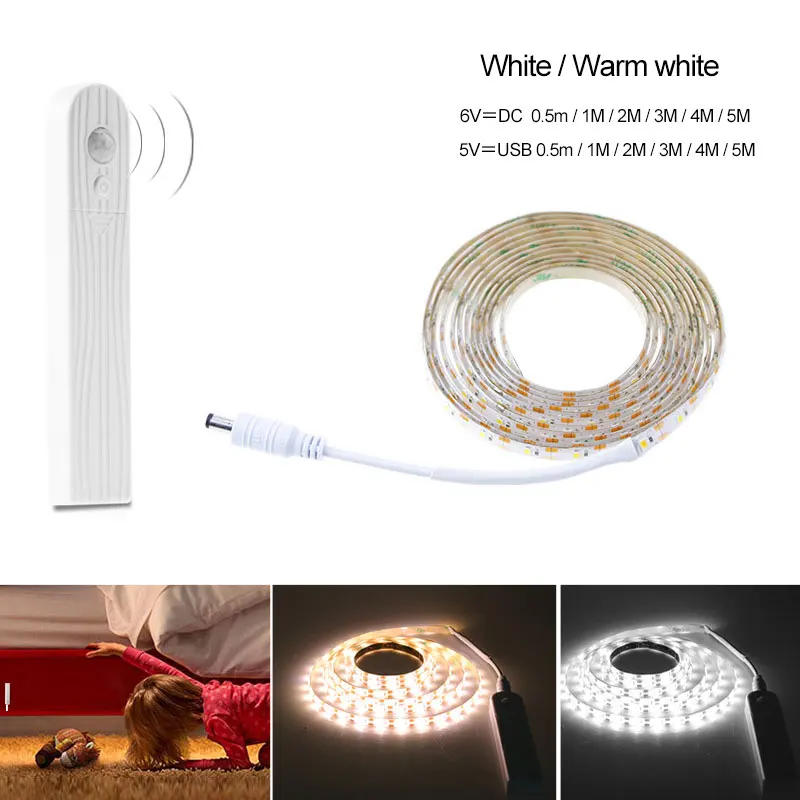 

Human body intelligent LED Strip Lights Motion Sensor Bed Closet Lamp Rope Bedside Automatic Shut Off Timer Stairs Hallway