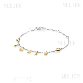 

New 2019 Original 1:1 %100 S925 Fashion Charm Classic Love and Letter Bracelet Send Ladies Jewelry Best Gift