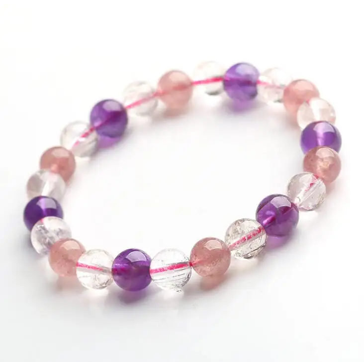 

Natural super seven three round backbone crystal super seven gold strawberry crystal jewelry wholesale gifts Fine jewelry