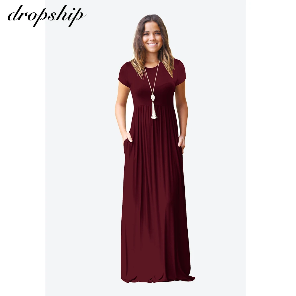 

Dropship Dress Summer Vestido Maxis Women Dresses Long Plus Size Black Red Long Sleeve Beach Boho Verano 2019 Pocket Loose Fall