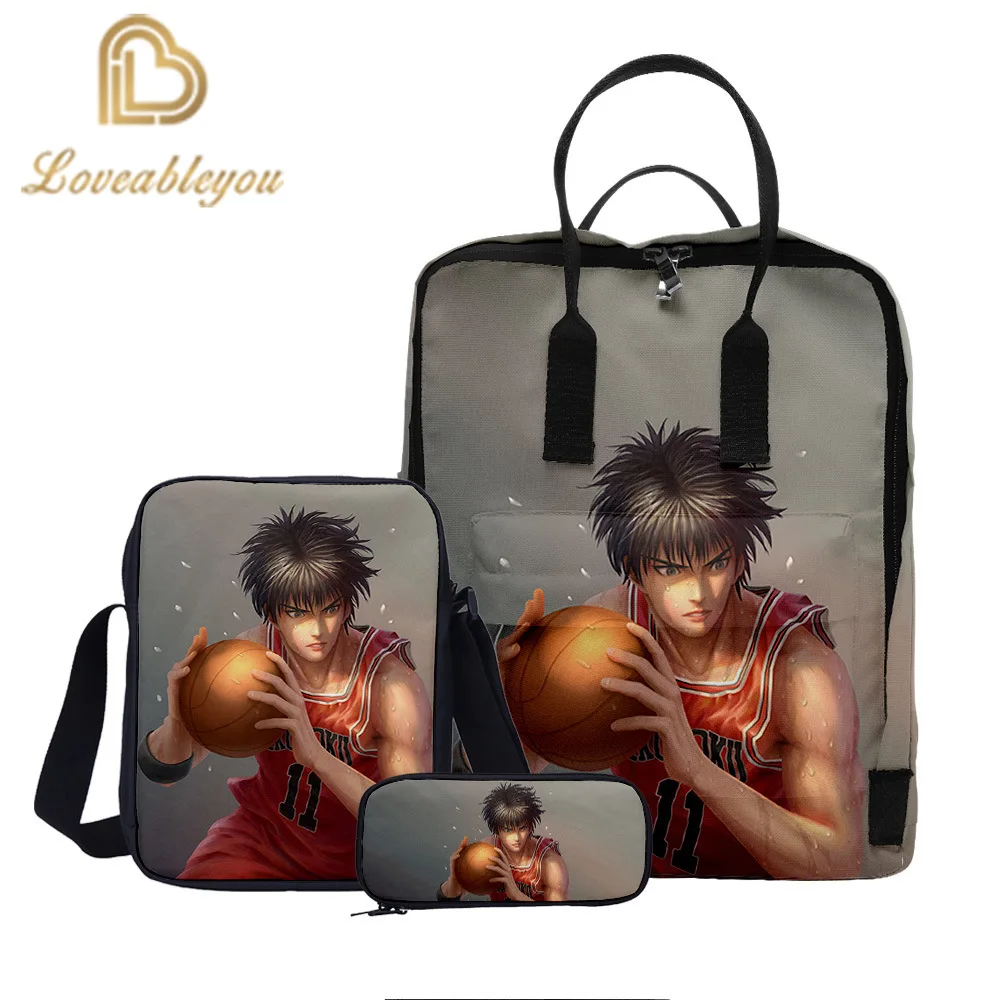 

Basketball Boy Fashion 3PC/Set Backpack 3D Pattern Students School Bags Cartoon Anime Designer Teenagers Book-Bags Set