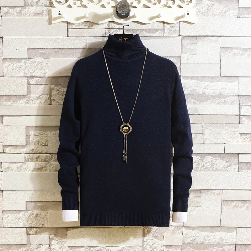 2019 Men Sweater Mens Stripe TurtleNeck weaters Male Sweter Jumper Casual Thermal Man Preppy Style Computer Knitted  Pullovers