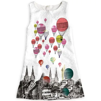 

New Design Girls Dress 2018 Summer Cute Cartoon Hot air Balloon Printing Children Dress Cloth Party Vestidos Girl Dress Dresses