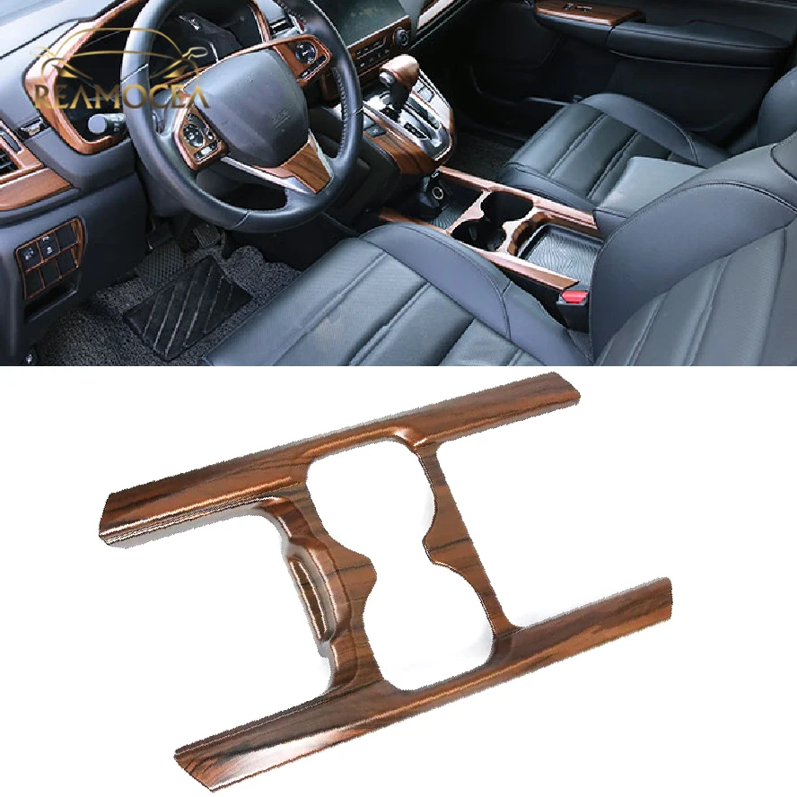 Reamocea 1Pc ABS Peach Wood Grain Car Console Water Cup Holder Stripe Cover Trim Frame Styling Fit For Honda CRV CR-V 2017-2021 |