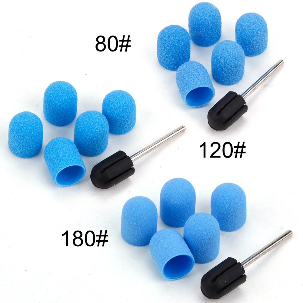 

5Pcs 10*15/13*19 Nail Sanding Caps With Rubber Gel Remover Ceramic Nail Drill Bit Pedicure Manicure Milling Cutters Nails Tools