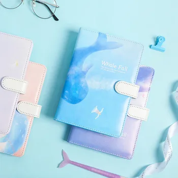 

Creative Whale Cute Paper Notebook PU Leather Travel Bright Cover Notebook School Diary Planner Notepad