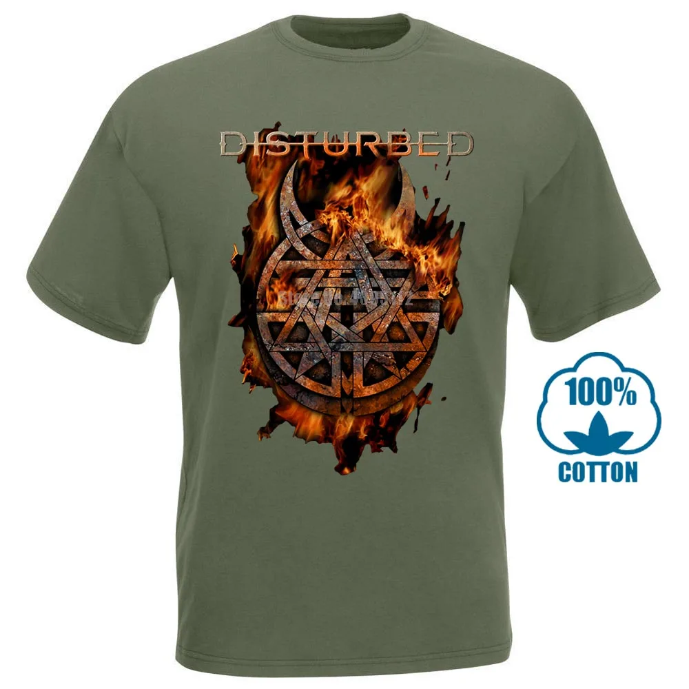 Футболка, новая брендовая рубашка с надписью «distursed Burning Belief», размеры s, m, l, Xl, Xxl, Официальная футболка, футболка с металлической лентой, новая брендовая повседневная одежда - Цвет: Армейский зеленый