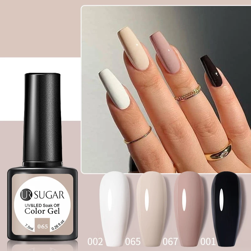 UR SUGAR White Nude Black Nail Gel Polish Semi Permanent Varnish UV LED Manicure Art Design | Красота и здоровье