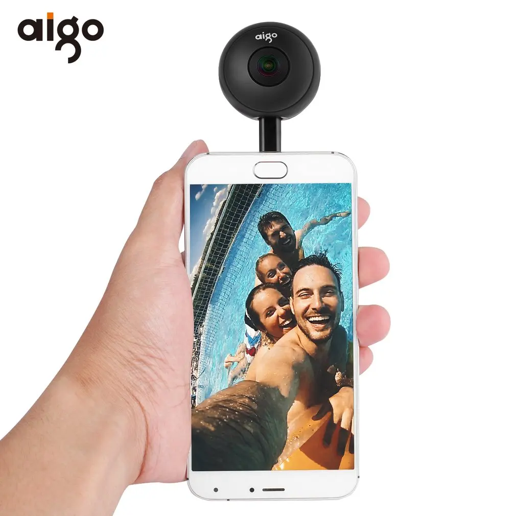 Aigo Mini Ai360 VR телефон панорамная камера 720 градусов видеокамера двойной объектив с двумя адаптерами разъемы для смартфона