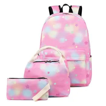

Korean-style Schoolbag for Elementary School Students Cartoon Backpack CHILDREN'S Bag Three-piece Set Lunch Box Bag Capacity Bur
