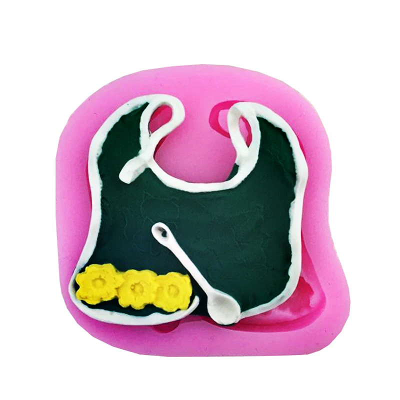 BabyBibShapeSiliconeMoldChocolateCakeDecorationCandyMouldSoap