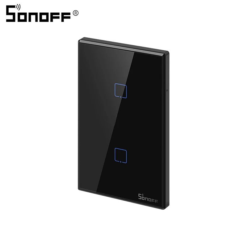 SONOFF T3 TX US 1/2/3 местный 1 позиционный сенсорный Панель умный переключатель дистанционного Управление светильник черный Стекло Wi-Fi пульт для Управление 433 МГц Поддержка Google Home IFTTT - Комплект: SONOFF T3 US 2C