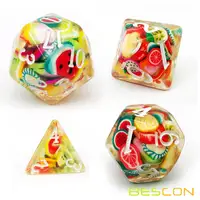 Bescon Fruit Polyhedral Dice Set, Novelty RPG Dice set of 7 2