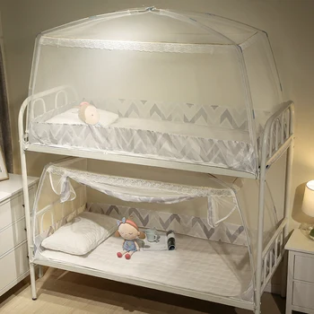 

0.9M/0.95M Single Bed Mosquito Net For Dormitory Students Bunk Bed Infant Kids Bed Mongolian Yurt Mosquito Net With Laces