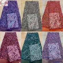 Маленький цветок блестки дизайн кружева lisami ткань для Модные Вечерние Платья материал cl64070