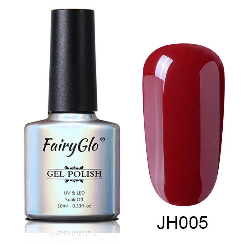 FairyGlo 10 мл телесный Цветной Гель-лак для ногтей, замачиваемый, винно-красная, синяя серия, Гибридный Гель-лак для ногтей, УФ светодиодный Гель-лак для ногтей - Цвет: JH005