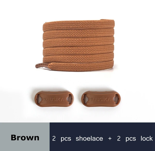 Reticulated Woven Elastic Shoe Laces Flat buckle Lock No Tie Shoelaces Sports Competition Take A Walk Sneakers Lazy Lace Auburn