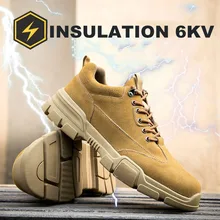 Обувь для защиты труда противоскользящие кожаные электрические ботинки с теплоизоляцией 6 кВ противоскользящая обувь с большой подошвой и противопрокольная обувь