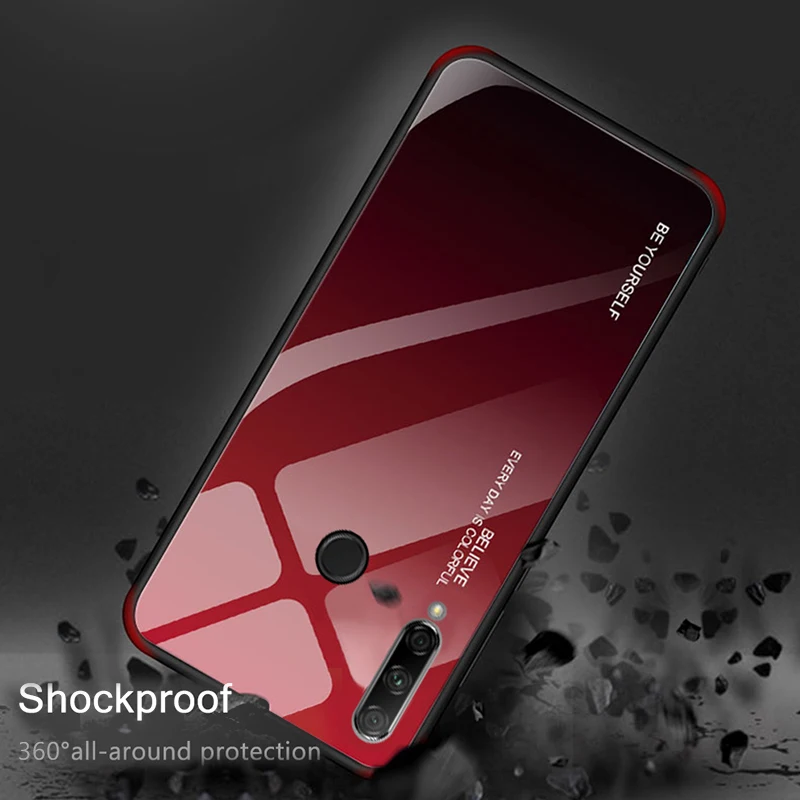 Luxury Case For Honor 9X 9 X Premium Case Gradient Tempered Glass Cover Fashion Case For 1