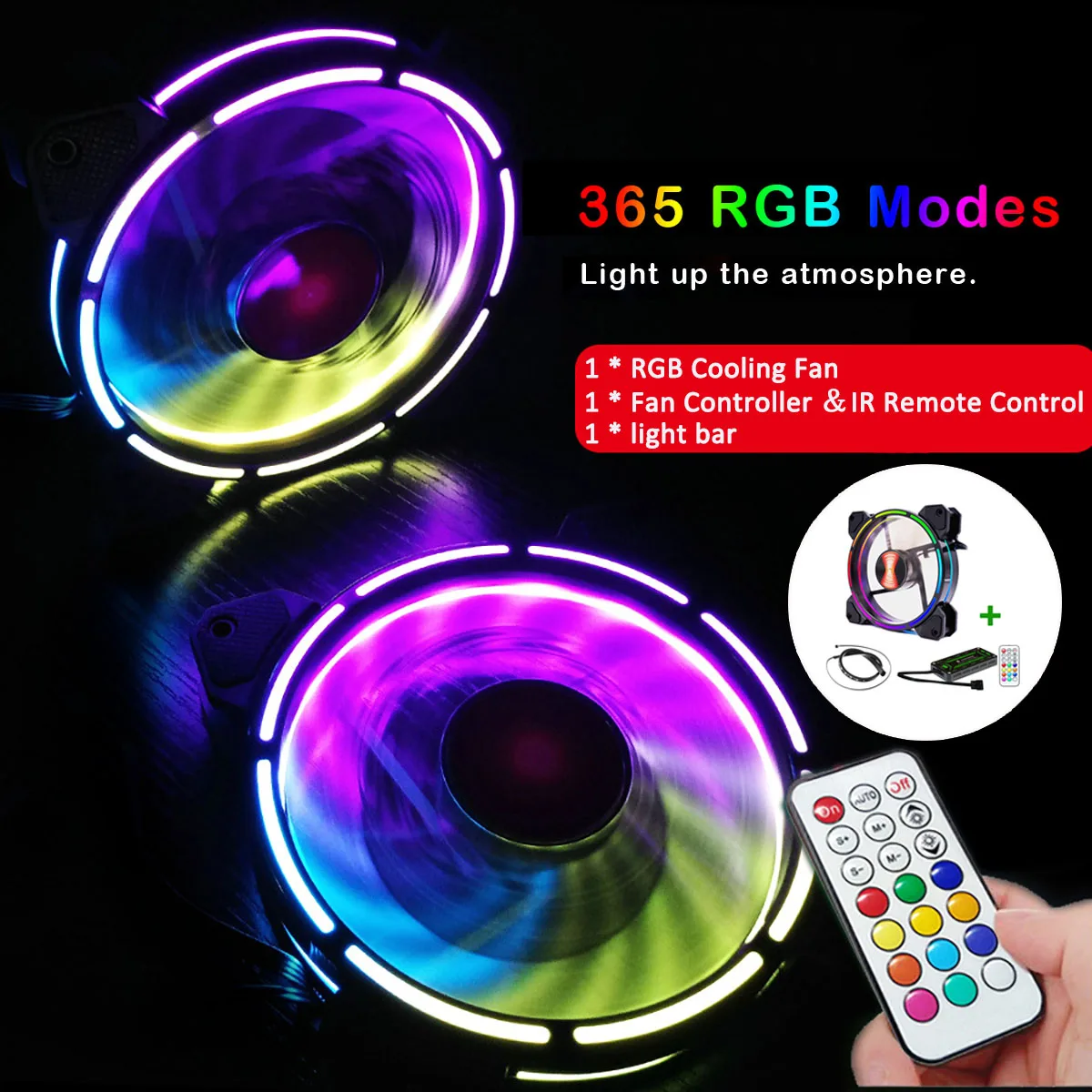 

120mm Computer Case PC Cooling Fan RGB Adjust LED Quiet + IR Remote Computer Cooler Cooling RGB Case Fan DC 12V
