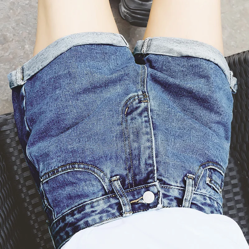 Jeans WOMEN'S Shorts Loose-Fit Korean-style Shorts Female Summer High-waisted Crimping A- line Shorts Slimming Versitile