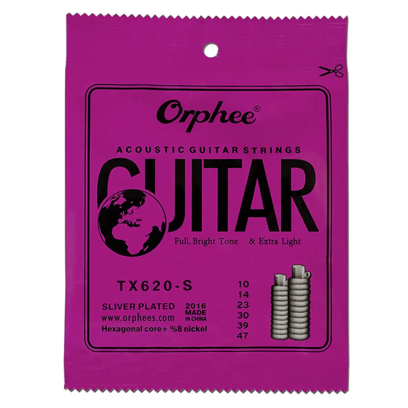 Струны Orphee 010-047 для акустической гитары посеребренные антикоррозийные
