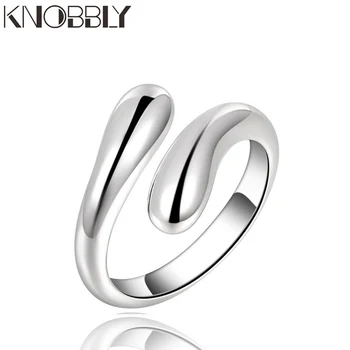 

Silver color Water Drop Split Ring New Creative Ring Glossy Ring Fashion unisex ring women jewelry gift