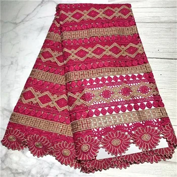 

2019 Latest African Swiss Voile Lace High Quality Guipure Cord Lace Fabric With stones french tulle lace fabrics for Party Dress