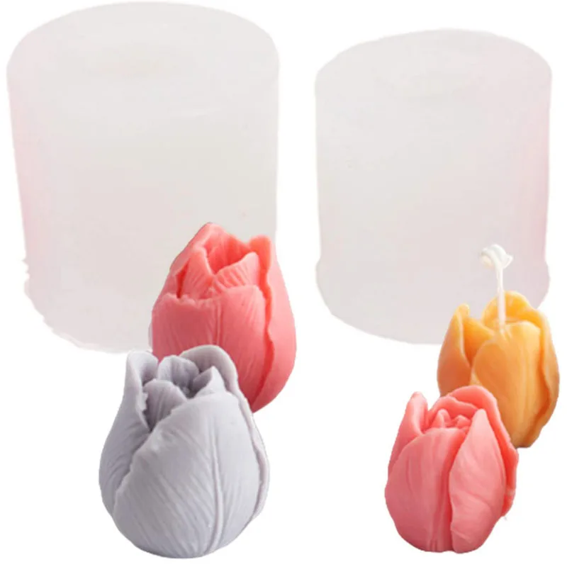Silicone Mold Soap Molds 1Pcs 3D tulip flower For Soap making candle chocolate