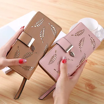 

2020 Women’ s Trend Solid purse Long Fringed Hollow Leaf Leather Card Wallet monederos para mujer monedas Dropshipping
