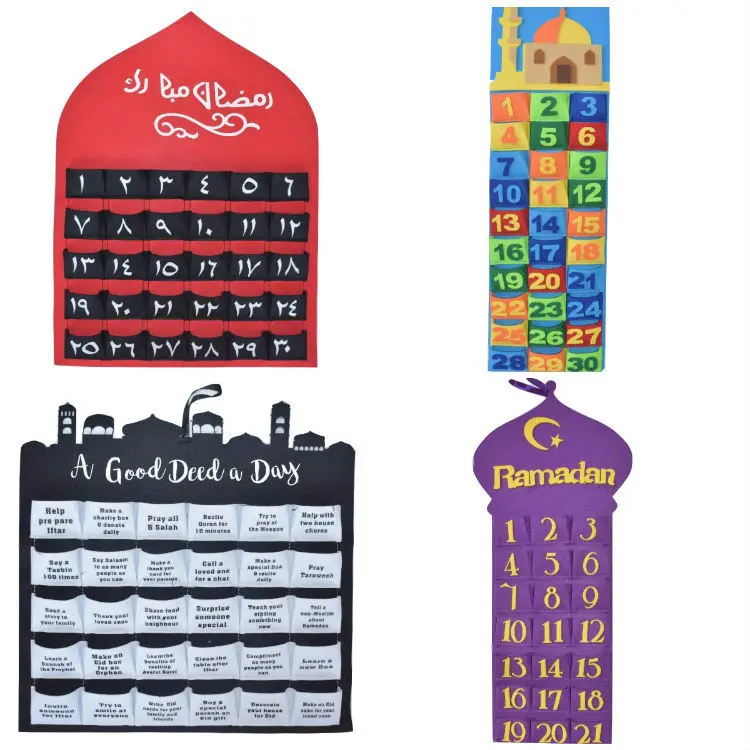 

40*40cm Felt calendar muslim Ramadan Eid al-Fitr countdown calendar storage hanging calendar custom calendar