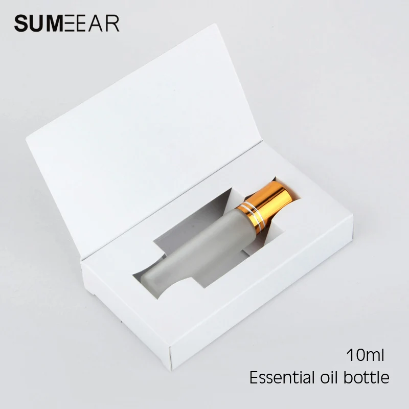 

50Pieces 10ml Mini Refillable Perfume Bottle Packing box Frosted Glass Roll On Essential Oil Vial Empty Perfume Sample Bottle