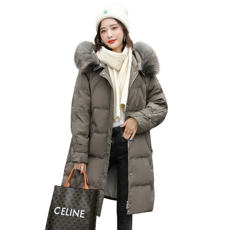 Plus Thicken Winter Down Jacket For Women Natural Raccoon Fur