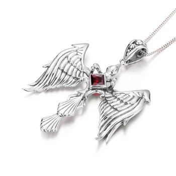 

100% Real 925 Sterling Silver Necklace Garnet Elegant Eagle Pendant Luxury Birthstone Fine Jewelry Women Accessories For Women