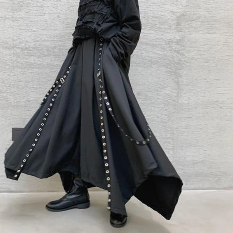 Skirt Pants Kimono Harem Trousers Black Dark Male Gothic Japan Punk Ribbon Wide Men Women