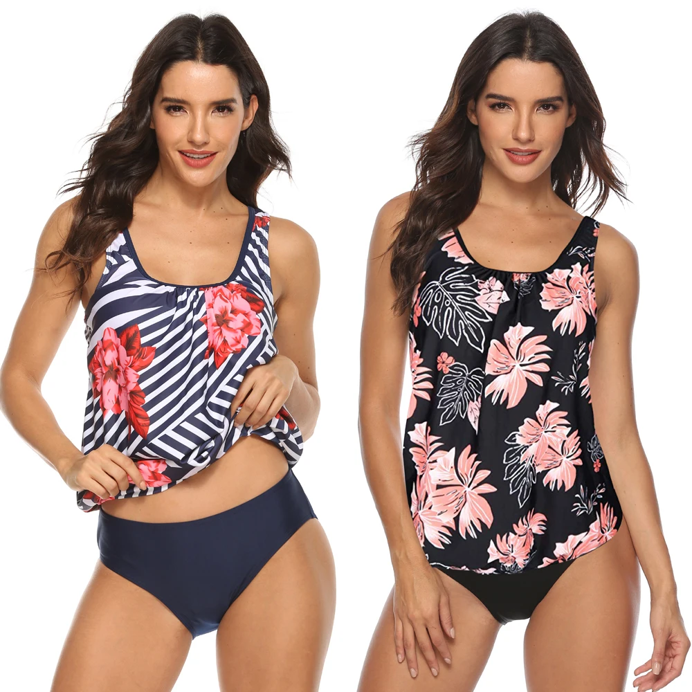 2020 Tankini купальник Для женщин из двух частей Большие размеры с шортами пуш-ап