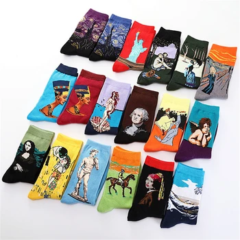 

Socks Women Starry Night Winter Retro Women Personality Art Van Gogh Mona Lisa Famous Painting Men Socks Oil Funny Happy Socks