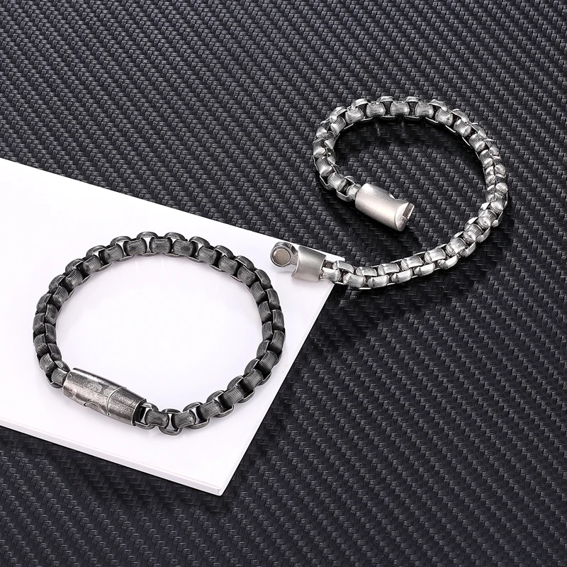 Oxidized Cool Curb Chain Bracelets for Men Stainless Steel Punk Rock - Image 4