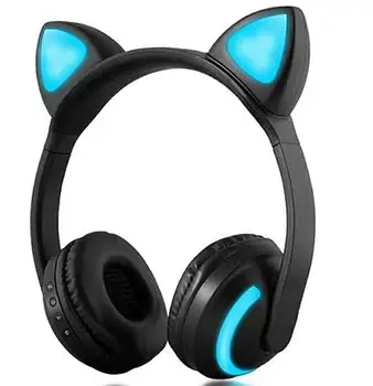 

Fashion Colorful LED Cat Ear Headphones Wireless Bluetooth Head Mounted Headphones With Mic For Adult Children Gift Headsets