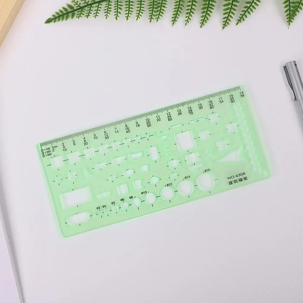 Строительный дизайн строительный трафарет для рисования Шаблон Линейка прозрачный зеленый пластик