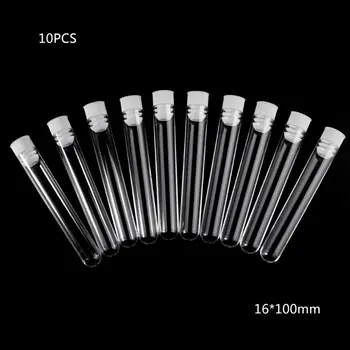 

10Pcs Plastic Test Tubes Lab Test Tool With Screw Cap Transparent 16x100mm R9JB