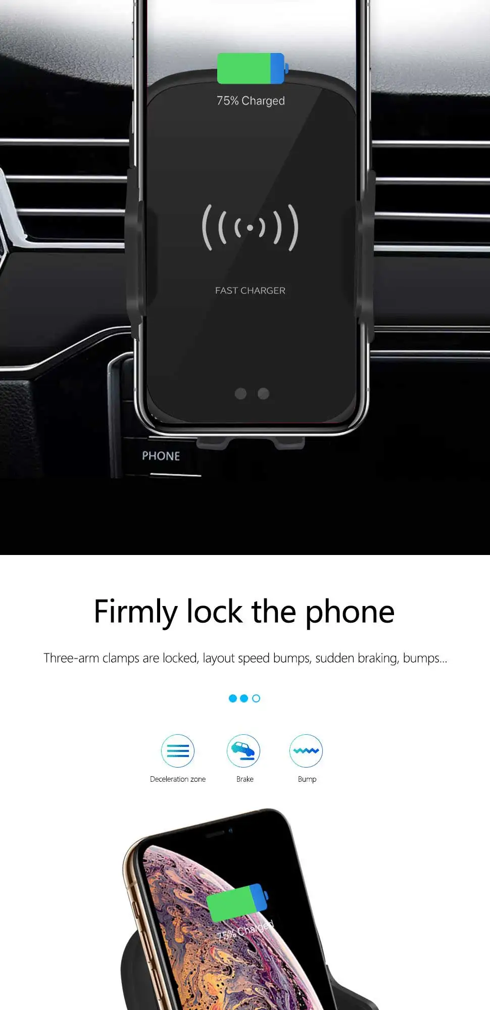 Инфракрасное 10 Вт автомобильное беспроводное зарядное устройство для iPhone беспроводная автомобильная зарядка Индукционная авто зарядное устройство для iPhone 8 X XR XS samsung S8 S9 S10