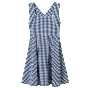 

2020 teenager girls summer dress fashion cross-back plaid dresses kids sleeveless cotton vest sundress for 4 6 8 10 12 14 Years