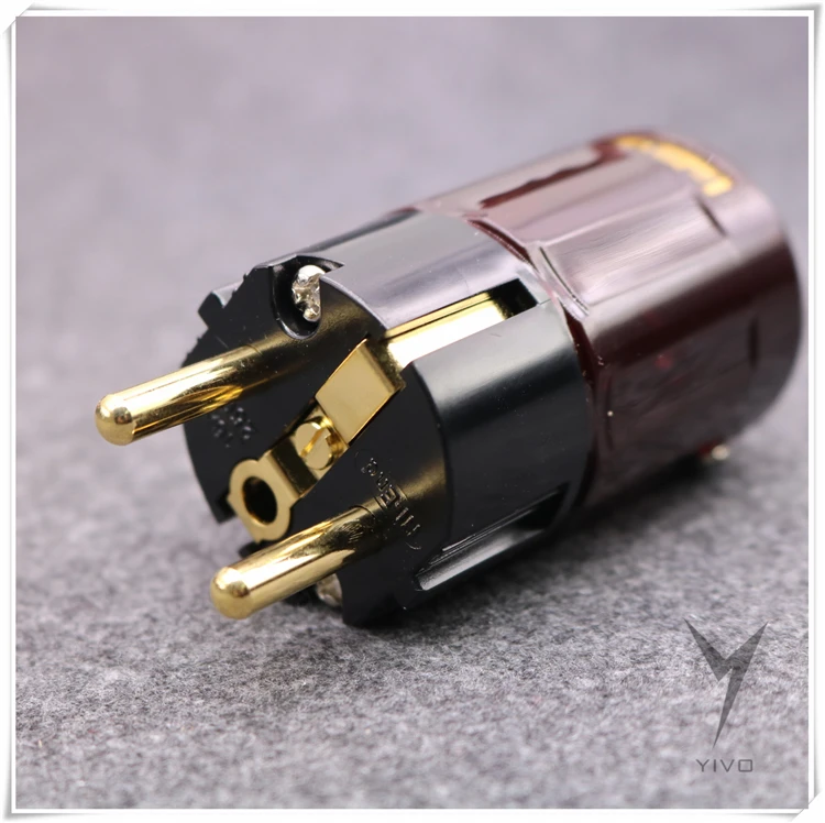 2 шт./лот XSSH P-079E C-079 медная позолоченная вилка электропитания США 24k позолоченная Версия ЕС разъем питания