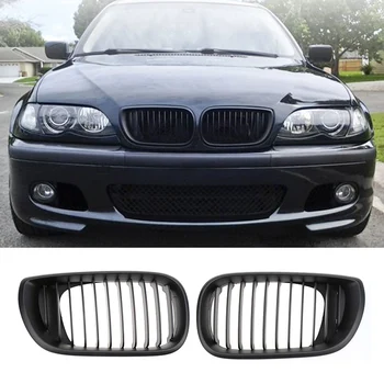 

2Pcs Racing Grills Matte Black Front Kidney Double Slat Grill Grille For BMW E46 4 Door 4D 3 Series 2002-2005 Car Accessories