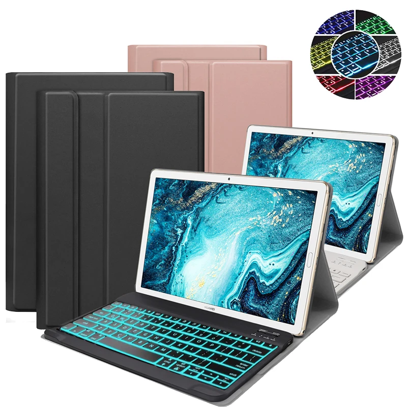

10 Pcs/set Russian Bluetooth Backlit Tablet Keyboard For Huawei Mediapad M6 10.8 inch 2019 With Tablet Leather Protective Case