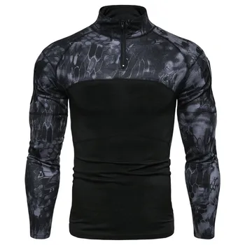

Battlefield Outdoor Shirt Lightweight Breathable Men's Zip Shirt Long Sleeve Slim Camo T Shirt With Zipper-WT