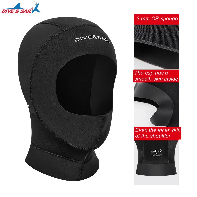 3MM Neoprene Professional Uniex CR Fabric Diving Hat UnderWater Cold-Proof Wetsuits Head Cover Helmet Surfing Kayaking Swim Hats thermal face mask wind proof 3 hole winter knitted cycling mask neck warmer motorcycle under helmet lining mask caps ultimate thermal retention hat full face cover ski mask